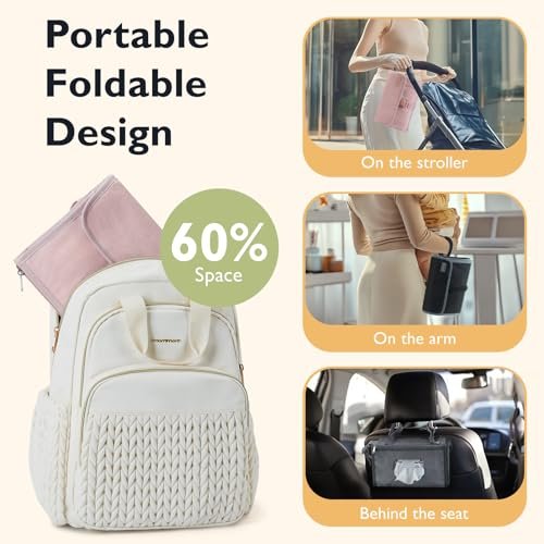 mommore Portable Changing Pad for Newborn Expandable Diaper Changing Pad with Wipes Pockets Water Resistance Baby Changing Pad for Travel, Shopping, Shower Gifts
