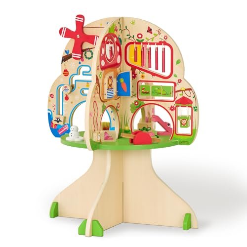 Monläurd® Wooden Tree Activity Center, Activity Center for Baby, Sensory Table for Toddlers 1-3, Activity Cube, Activity Table, Daycare Furniture, Daycare Essentials, Montessori Busy Board
