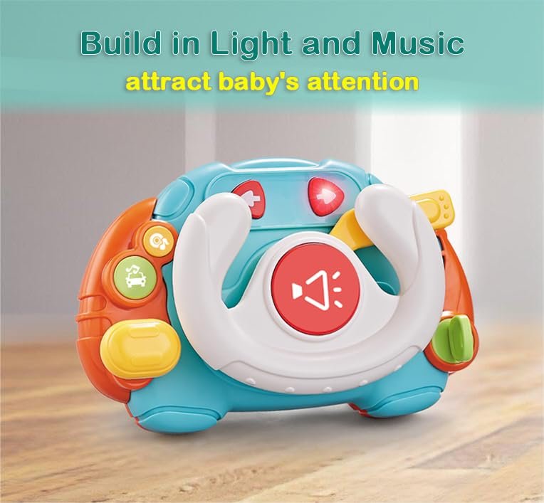 Montessori Early Learning Infant Toys 6 8 12 18 Months, Baby Musical Toys,Steering Wheel Toy with Sound and Lights,1st Birthday Gifts for Boys,Sensory Toys for Toddlers 1-3 Years Old