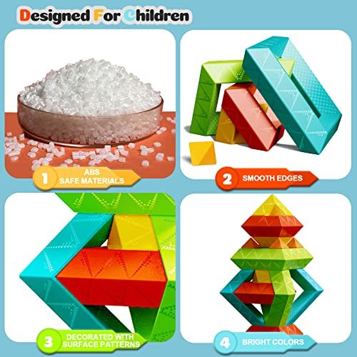 Montessori Toddler Toys for Ages 2-4, 60 PCS Stacking Building Toys Blocks Kids Sensory Toys for Toddlers 1-3 3-5, Preschool Learning Activities Stem Educational Pyramid Gifts for Boys Girls