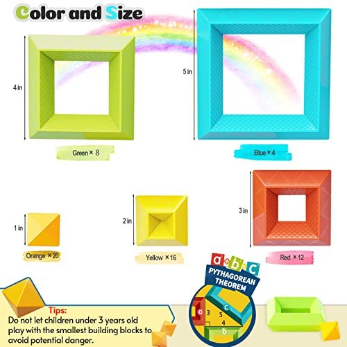 Montessori Toddler Toys for Ages 2-4, 60 PCS Stacking Building Toys Blocks Kids Sensory Toys for Toddlers 1-3 3-5, Preschool Learning Activities Stem Educational Pyramid Gifts for Boys Girls