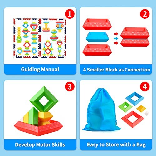 Montessori Toys for 1 2 3 4 Year Old Boys Girls Toddlers Preschool Learning Activities 30Pcs Building Blocks Stacking Educational Toys STEM Sensory Gifts for Kids Age 1-2 2-4