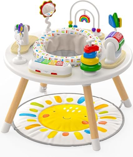 Move2Play 4-in-1 Baby Activity Center | Montessori-Inspired Design | 8 Interactive Toys | Tummy Time, Exersaucer & Toddler Table | Baby Essential