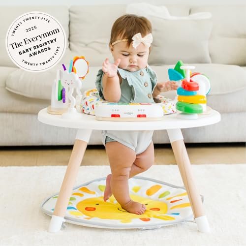 Move2Play 4-in-1 Baby Activity Center | Montessori-Inspired Design | 8 Interactive Toys | Tummy Time, Exersaucer & Toddler Table | Baby Essential