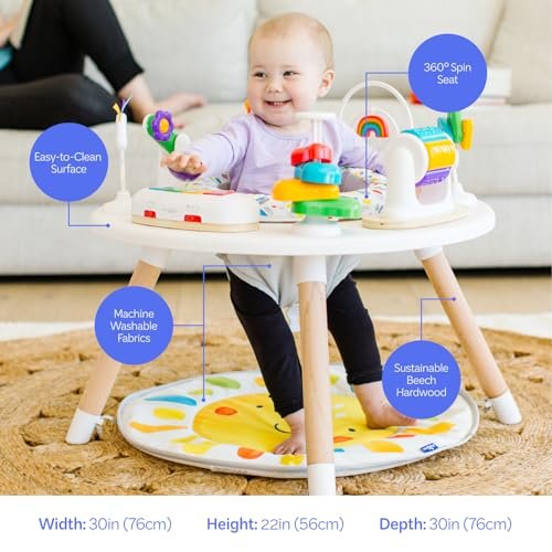 Move2Play 4-in-1 Baby Activity Center | Montessori-Inspired Design | 8 Interactive Toys | Tummy Time, Exersaucer & Toddler Table | Baby Essential