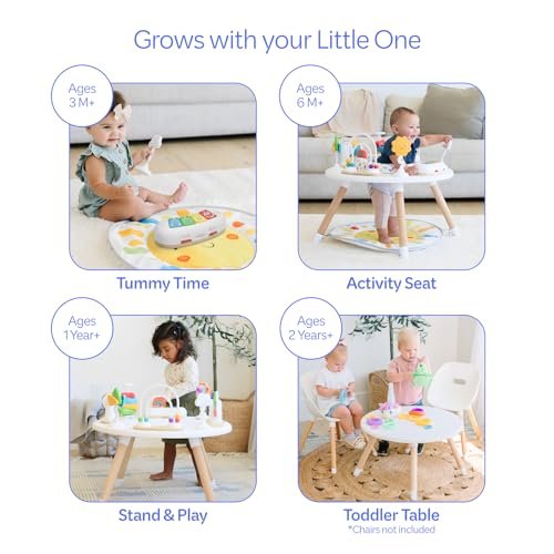 Move2Play 4-in-1 Baby Activity Center | Montessori-Inspired Design | 8 Interactive Toys | Tummy Time, Exersaucer & Toddler Table | Baby Essential