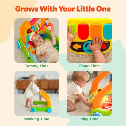 Move2Play, 4-in-1 Baby Play Mat & Activity Center Gym | Walker | Infant Toy for Tummy Time | Birthday Present | Gift for 3, 4, 5, 6, 7, 8, 9, 10, 12 + Month Old Boys & Girls