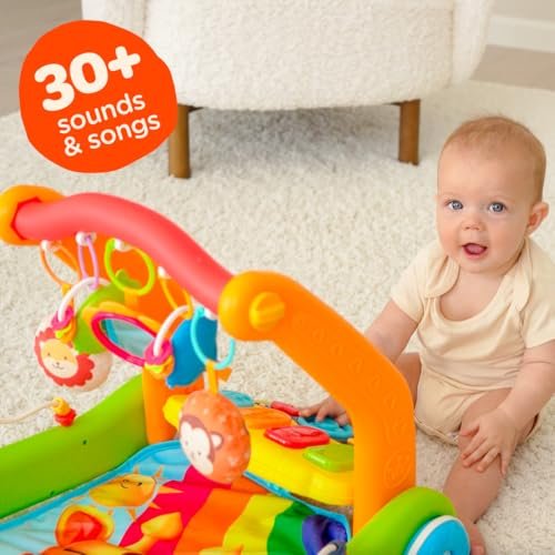 Move2Play, 4-in-1 Baby Play Mat & Activity Center Gym | Walker | Infant Toy for Tummy Time | Birthday Present | Gift for 3, 4, 5, 6, 7, 8, 9, 10, 12 + Month Old Boys & Girls