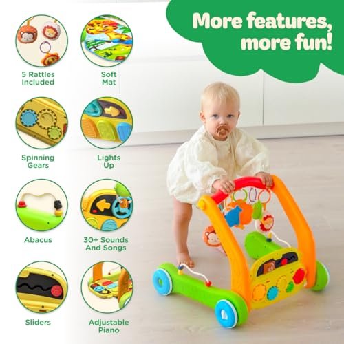 Move2Play, 4-in-1 Baby Play Mat & Activity Center Gym | Walker | Infant Toy for Tummy Time | Birthday Present | Gift for 3, 4, 5, 6, 7, 8, 9, 10, 12 + Month Old Boys & Girls
