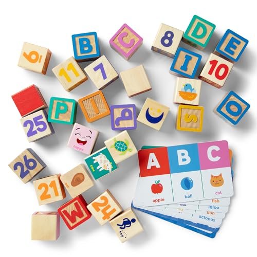 Ms. Rachel Melissa & Doug Letter, Number, and Game Wooden Learning Blocks with Activity Cards for Girls and Boys Toddlers Ages 18 Months+ - FSC-Certified