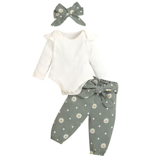 Mubineo Baby Girl Clothes Outfits Cute Flower Romper Daisy Pant Fall Winter Newborn Outfit Sets