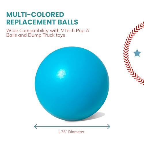 Multi-Colored Replacement 6 Ball Set for VTech Pop-a-Balls Push and Pop Bulldozer Toy - Vibrant, Colorful Balls Compatible with Vtech Bulldozer Ball Popper Toy