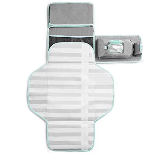 Munchkin Portable Changing Pad – Lightweight and Compact Baby Diaper Changing Mat with Silver-Ion Technology, Includes 12 Diaper Disposal Bags, Grey