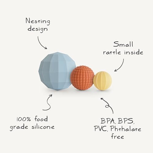 mushie Silicone Nesting Spheres Sensory Toy (Powder Blue)