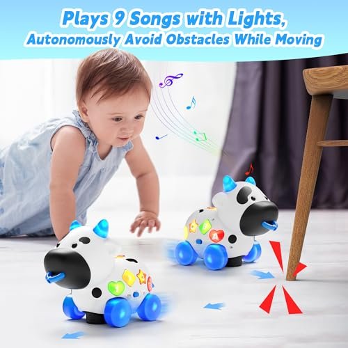 Musical Toys for 1 Year Old Boy Girl, Bilingual Cow Baby Toy for 6-12-18 Months, 1st Birthday Boy Gifts, Learning Educational for 1 Year Old Toddlers, Help Crawling Walking 7 8 9 Month