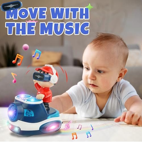 Musical Toys for Baby 6-18 months, Infant Tummy Time Toy for Toddler, Baby Crawling Toys Development Early Educational kids DJ boy Music Sensory Toy Christmas Birthday Gift for Boys and Girls