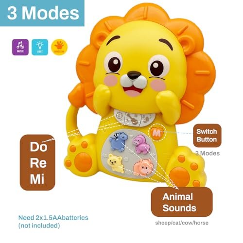 Musical Toys for Toddlers 1-3, Lion Piano Light Up Musical Toys, 6-12,12-18 Months Baby Toy, Toddler Early Education Birthday Boy Girl Gifts for 1 2 3 Years Old