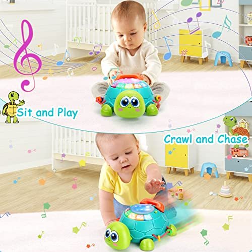 Musical Turtle Baby Toys 6 to 12 Months, Infant Light up Music Toys Tummy Time Development, Crawling Toy for 7 8 9 10+ Month Old, Easter Christmas for Babies 4 5 6 12 Month Boy Girl