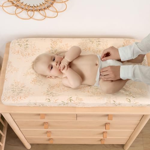 Muslin Changing Pad Cover 100% Cotton Diaper Changing Table Cover for Unisex Baby Boys Girls 2 Pack Changing Pad Sheets Green