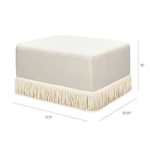 Namesake Crawford Gliding Ottoman in Rose Boucle with Ivory Tassel Fringe, GREENGUARD Gold and CertiPUR-US® Certified, No Assembly Required