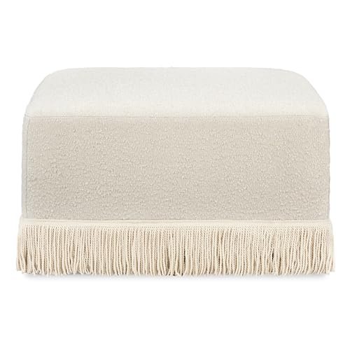 Namesake Crawford Gliding Ottoman in Rose Boucle with Ivory Tassel Fringe, GREENGUARD Gold and CertiPUR-US® Certified, No Assembly Required