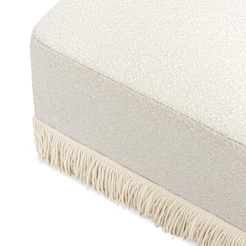 Namesake Crawford Gliding Ottoman in Rose Boucle with Ivory Tassel Fringe, GREENGUARD Gold and CertiPUR-US® Certified, No Assembly Required