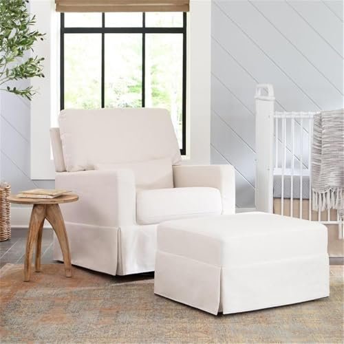 Namesake Gliding Ottoman in Performance Cream Eco-Weave, Water Repellent & Stain Resistant, Greenguard Gold & CertiPUR-US Certified