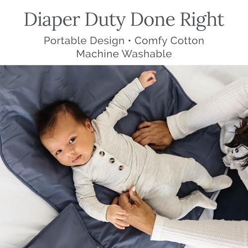 Natemia Baby Portable Diaper Changing Pad - Portable Changing Pad for Baby, Flexible Design for Travel, Machine Washable Percale Cotton, Made in Turkey, Baby Essentials