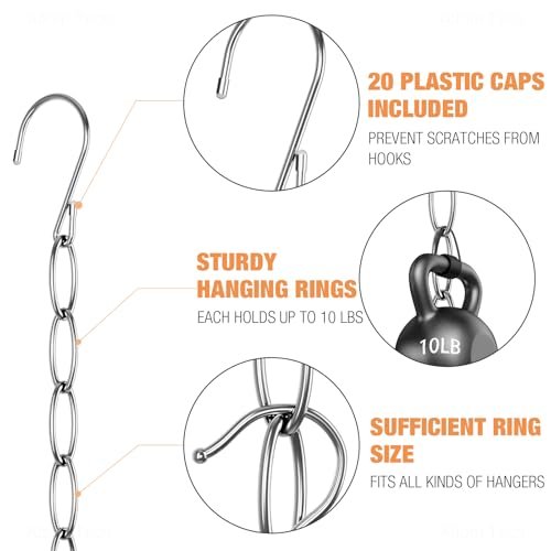 NiHome Clothing Chain Hanger 10-Pack, Metal Closet Organizer Space Saving Hangers with 7 Holes, College Dorm Room Essentials, Closet Organizers and Storage for Home, Office & Travel, Wrinkle-Reducing