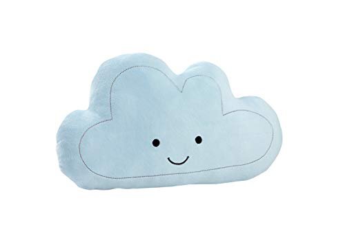 NoJo Little Love - Plush Happy Cloud Shaped Decorative Pillow, Decorative Nursery Pillow, Playroom DΓ©cor, Cute Throw Pillows, Blue, Silver