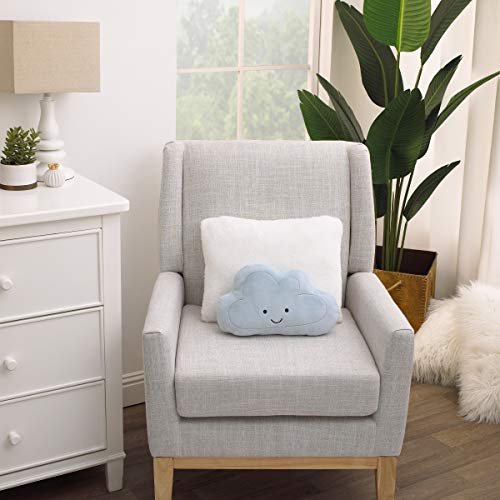 NoJo Little Love - Plush Happy Cloud Shaped Decorative Pillow, Decorative Nursery Pillow, Playroom Décor, Cute Throw Pillows, Blue, Silver