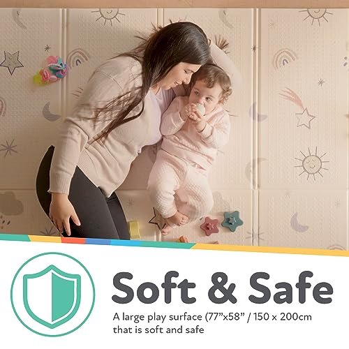 Nuby Reversible Baby Floor Mat - Foldable and Lightweight Baby Play Mat for Floor - Easy Storage and Travel - Safari