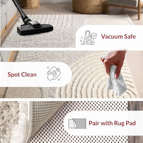 nuLOOM Gloria Abstract 4x6 Shag Area Rug for Living Room Bedroom Dining Room Nursery Kitchen, Beige