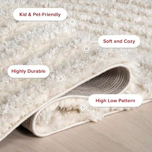 nuLOOM Gloria Abstract 4x6 Shag Area Rug for Living Room Bedroom Dining Room Nursery Kitchen, Beige