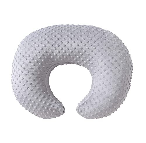 Nursing Pillow and Positioner, Breastfeeding, Bottle Feeding, Baby Sitting Support with Removable Ultra Soft Cover, Tummy Time Support for Baby Boys and Girls (Gray)