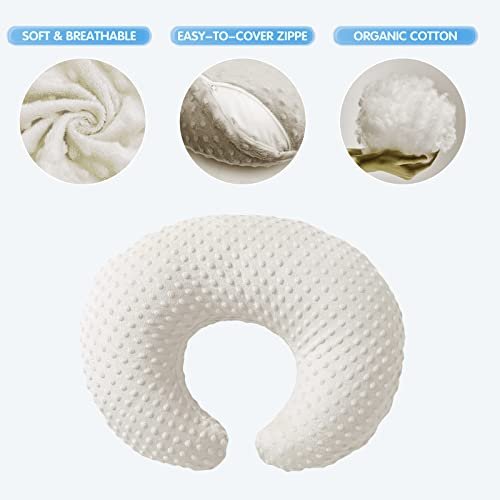 Nursing Pillow for Baby and Mom-Breastfeeding Pillows with Removable Baby Feeding Pillow Cover-Ergonomic Nursing Essentials for Bottle and Breast Feeding,Baby Sitting Support Pillow (Beige)