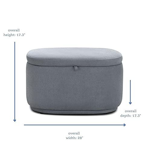 Nurture& The Ottoman Premium Quality Storage Ottoman for Nursery with Stain-Resistant Performance Fabric (Gray)