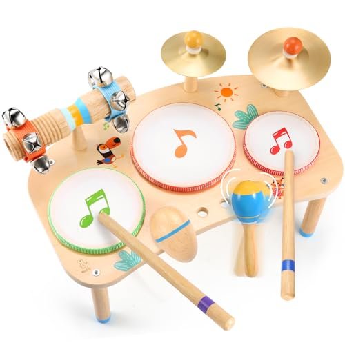 OATHX Kids Drum Set - 11 in 1 Musical Instruments for Toddlers Baby Preschool Educational Musical Toys, Montessori Toys for Kids Ages 1-6