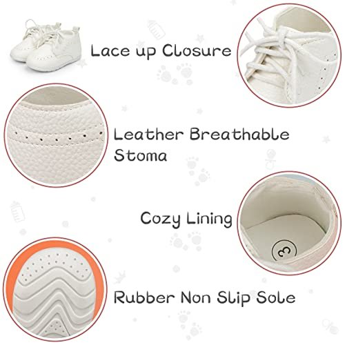 ohsofy Infant Baby Boy Oxford Shoes PU Leather Loafers Rubber and Soft Sole Wedding Dress Shoes Toddler Girl Baby Walking Shoes