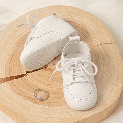 ohsofy Infant Baby Boy Oxford Shoes PU Leather Loafers Rubber and Soft Sole Wedding Dress Shoes Toddler Girl Baby Walking Shoes