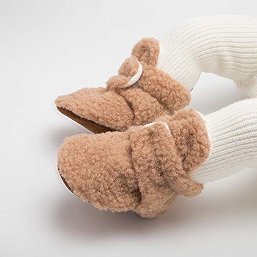 ohsofy Newborn Baby Cotton Booties Stay On Slipper Winter Warm Soft Shoes Non-Skid Infant Ankle Boots Crib Shoes