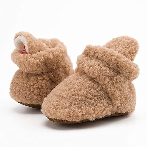 ohsofy Newborn Baby Cotton Booties Stay On Slipper Winter Warm Soft Shoes Non-Skid Infant Ankle Boots Crib Shoes
