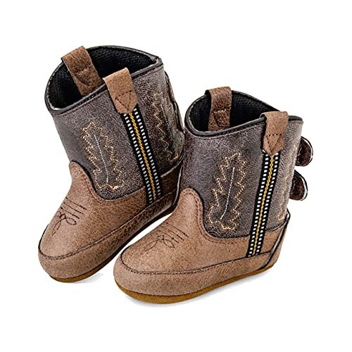 Old West Unisex-Baby Poppets Leather Boots with Velcro Closure