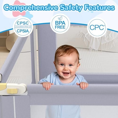 Omzer Baby Playpen 71x59inch: Large Adjustable Height Playpen for Babies and Toddlers - Indoor Safety Baby Fence with Soft Breathable Mesh - Play Pen for Babies 6-12 Months with Child Lock