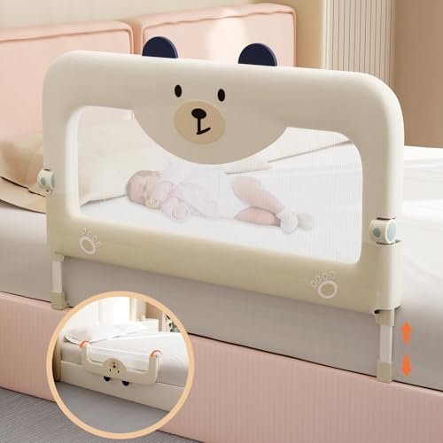 omzer Bed Guard Rail for Toddlers - 32'' Swing Down & Height Adjustable Bed Rail for Toddlers Baby Bed Rail Guard for Twin, Queen, King, Full Size Bed