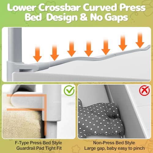 omzer King Bed Rail for Toddlers - Foldable Baby Bed Rail Guard with Child Lock Height Adjustable Bed Safety Rails for Children Bed Rail for King Size Bed - 3 Pack, 78.7x78.7x74.7”