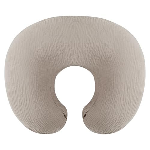 Onacosht Muslin Nursing Pillow Cover Soft 100% Cotton Feeding Pillow Slipcover Fits Standard Infant Nursing Pillow for Baby Boy and Girl, Fog