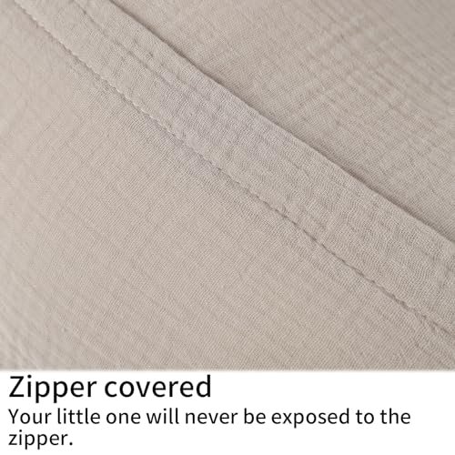 Onacosht Muslin Nursing Pillow Cover Soft 100% Cotton Feeding Pillow Slipcover Fits Standard Infant Nursing Pillow for Baby Boy and Girl, Fog