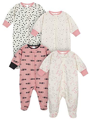 Onesies Brand baby-girls 4-pack Sleep 'N Play Footies Multi Pack