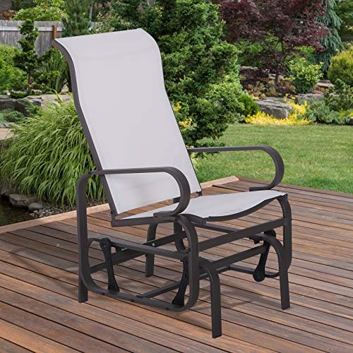 Outsunny Outdoor Glider Chair, Gliders for Outside Patio with Smooth Rocking Mechanism and Lightweight Construction for Backyard, Beige